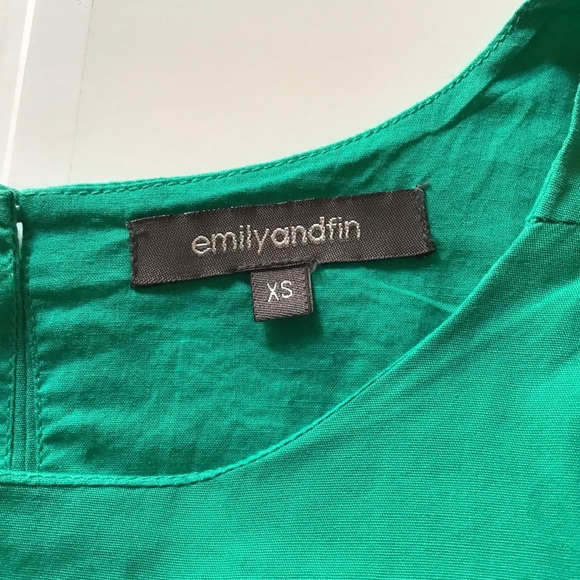 EMILY AND FIN GREEN SLEEVELESS DRESS W/ NAVY BAND - Picture 5 of 6